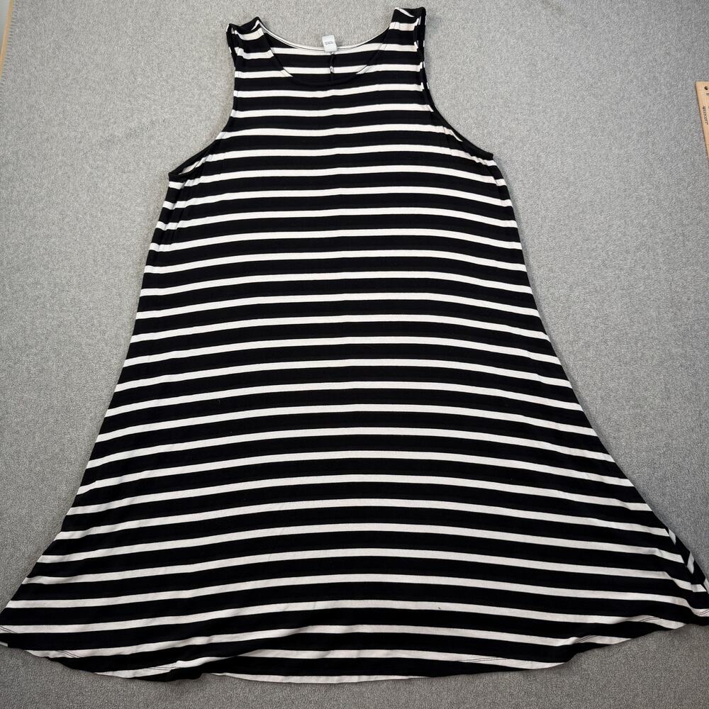 Old Navy Women's XL Tall Black White Stripe Sleeveless Swing Dress Casual